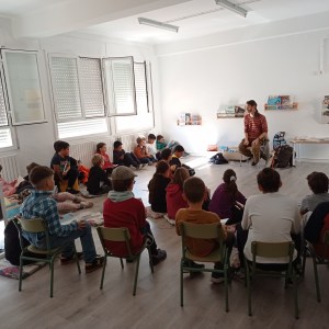 Carles Sala amb els alumnes de la ZER 